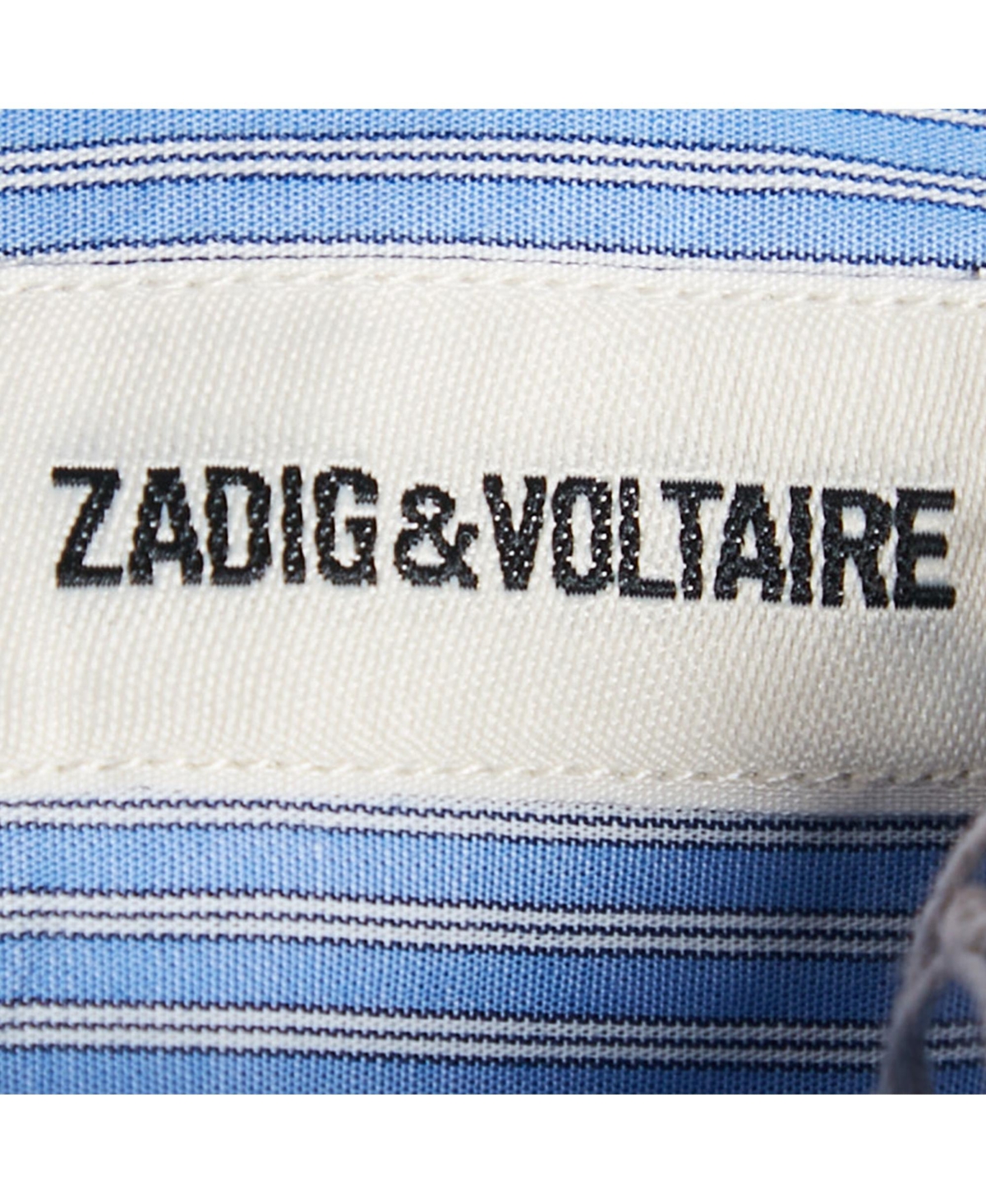 Pre-Owned Zadig & Voltaire Women's Blue Stripe Cotton Button Front Ruffled Rilt Mini Dress