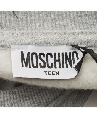 Women's Teen Grey Teddy Print Cotton Crewneck Sweatshirt