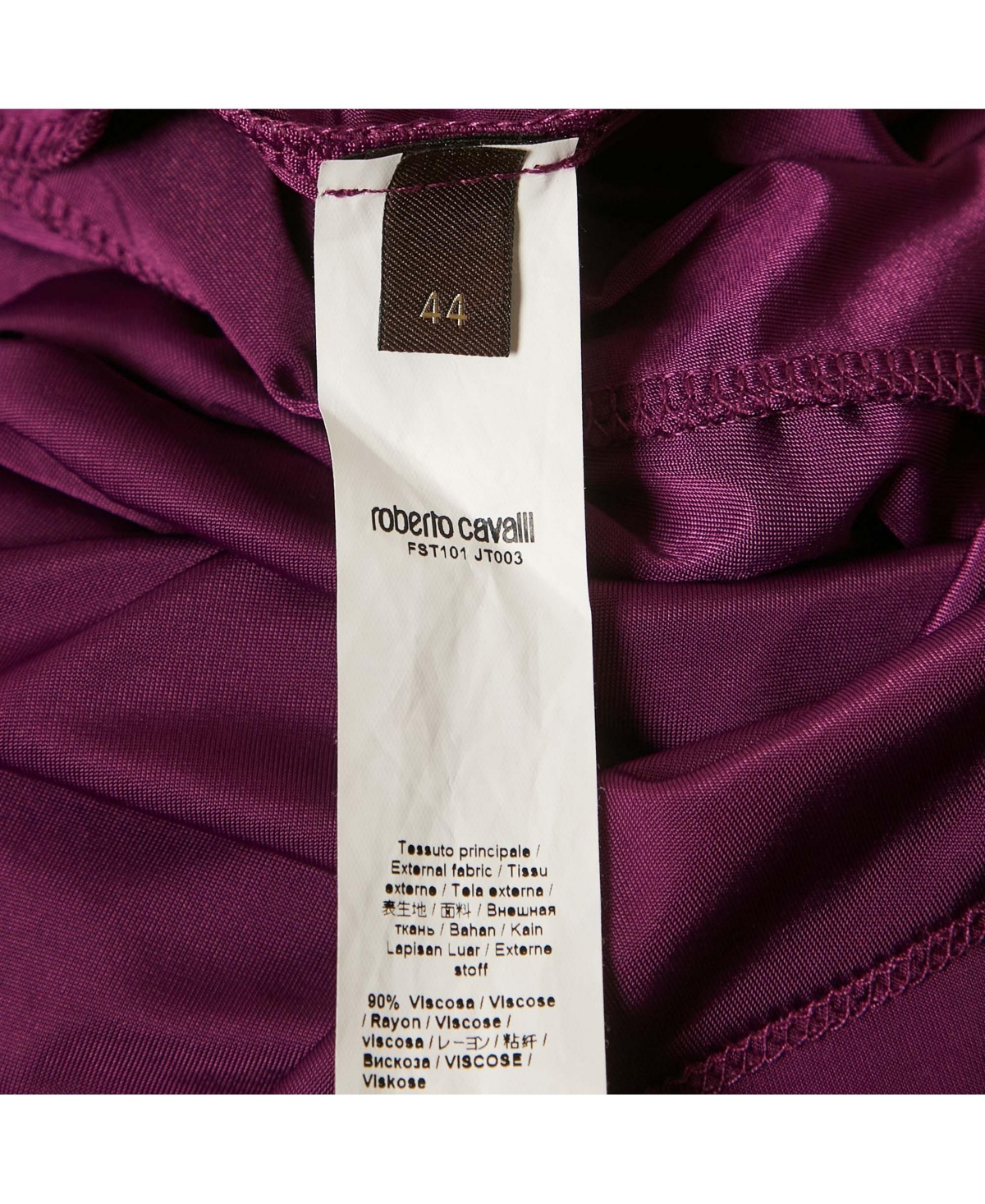 Pre-Owned Roberto Cavalli Women's Pink Jersey Draped Metal Detail Short Dress