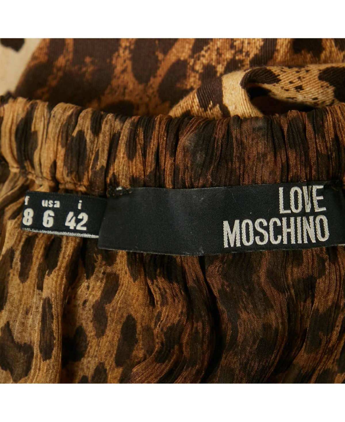 Pre-Owned Love Moschino Women's Brown Leopard Printed Cotton & Silk Halterneck Dress