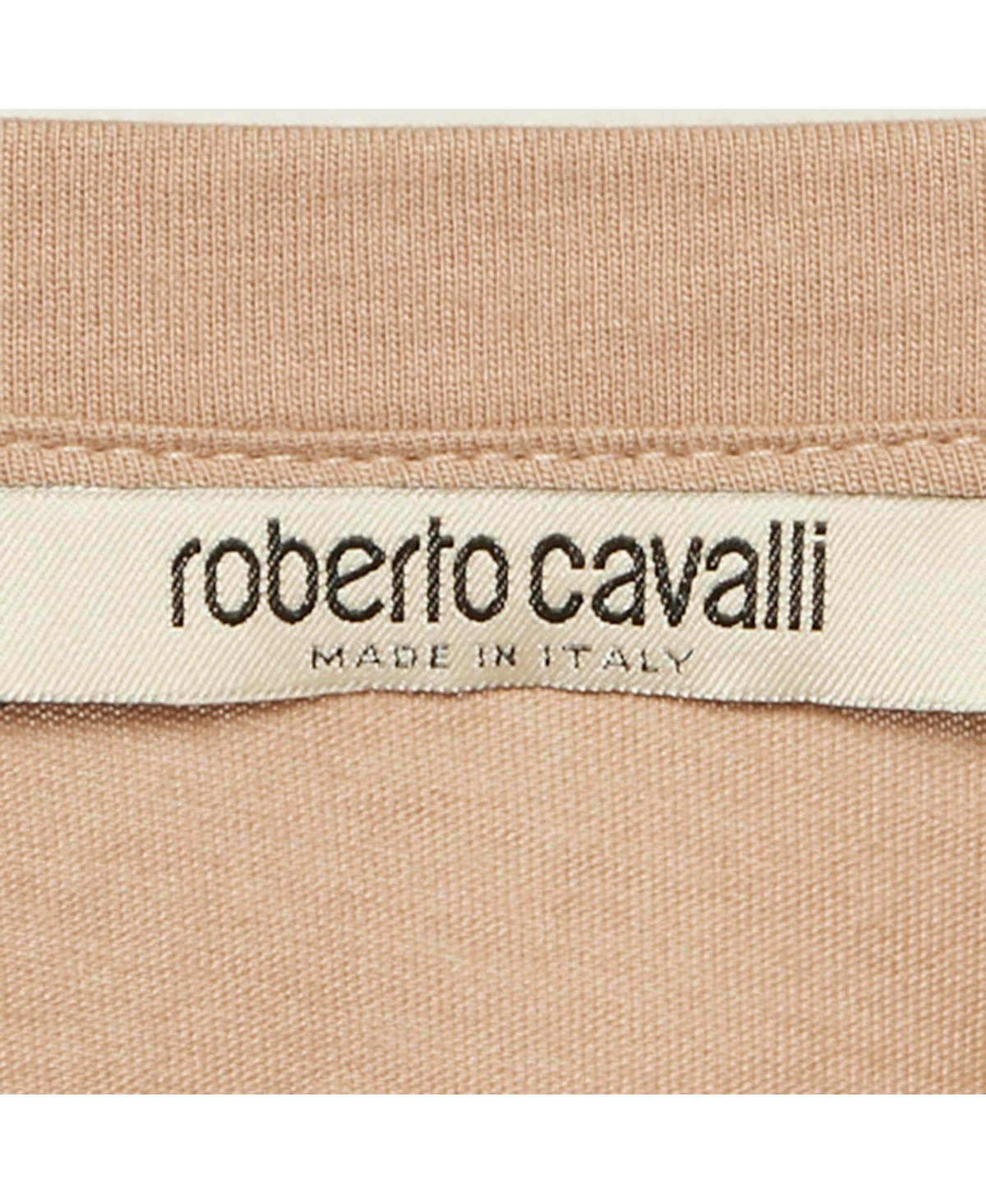 Pre-Owned Roberto Cavalli Women's Beige Cotton And Modal Faux Feather Detail T-Shirt