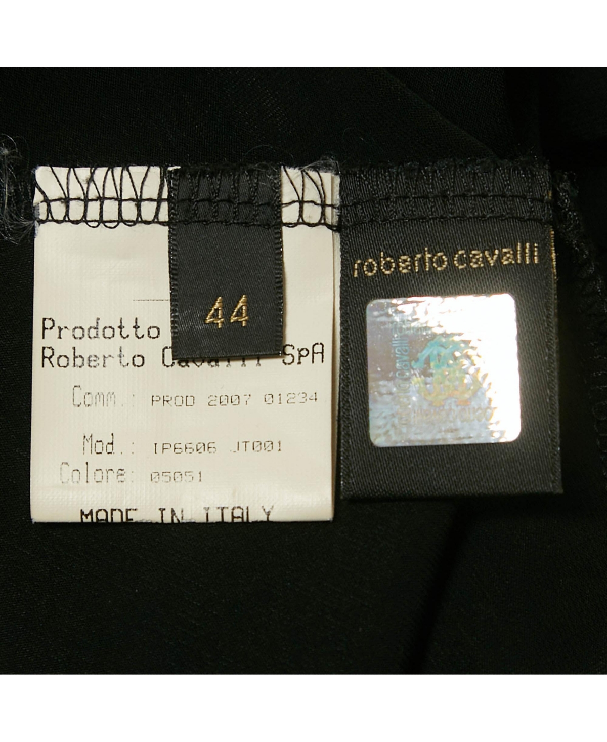 Pre-Owned Roberto Cavalli Women's Black Embellished Lace Up Jersey Top