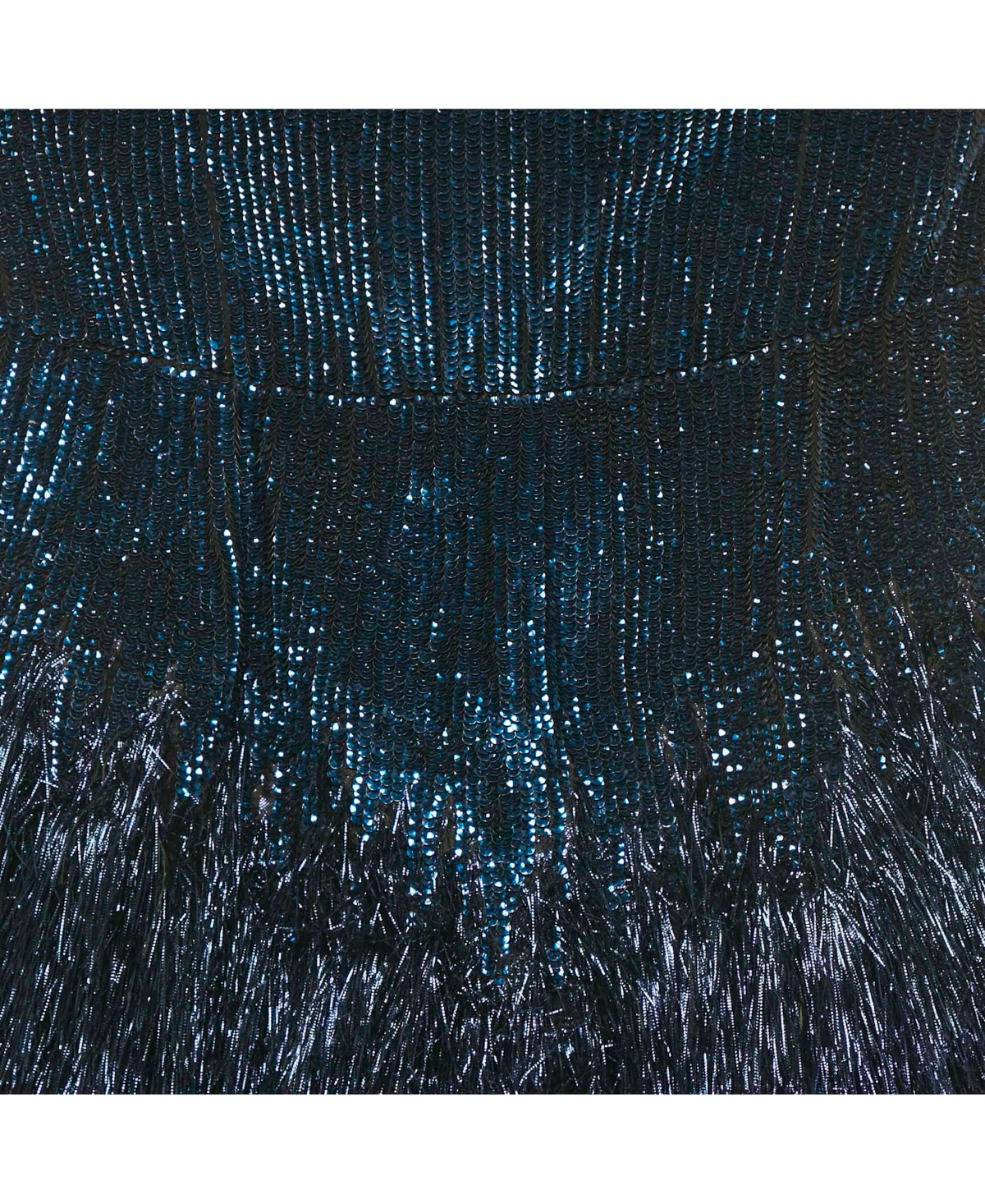 Pre-Owned Roberto Cavalli Women's Blue Sequin And Lurex Fringed Strapless Mini Dress