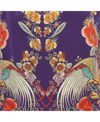 Women's Purple Printed Silk Kaftan Top
