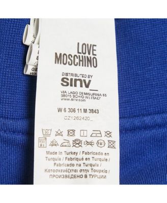 Women's Blue Printed Cotton Crew Neck Sweatshirt