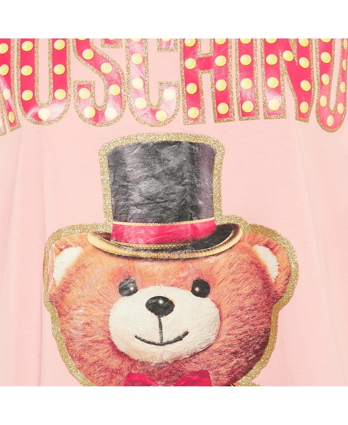 Pre-Owned Moschino Women's Couture Glitter Teddy Applique Cotton T-Shirt