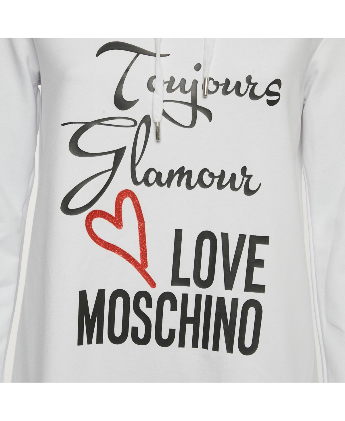Pre-Owned Love Moschino Women's White Printed Cotton Hoodie Dress