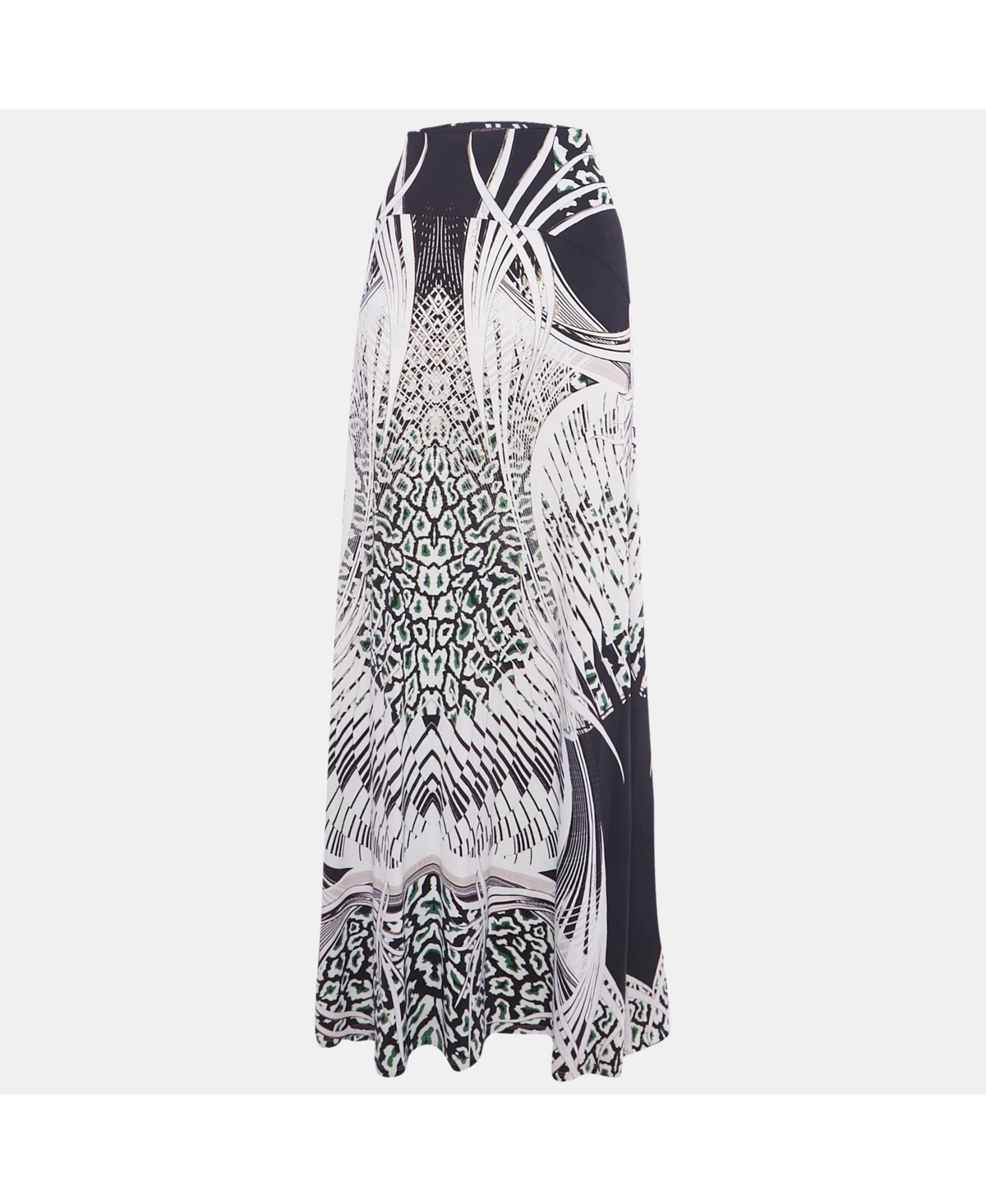 Pre-Owned Roberto Cavalli Women's Black Printed Jersey Maxi Skirt