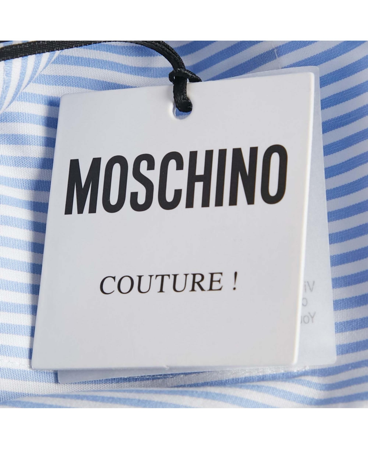 Pre-Owned Moschino Women's Couture Blue Striped Cotton Cuffed Pocket Shirt