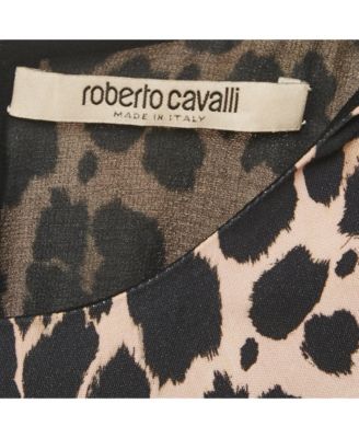 Women's Black Leopard Print Crepe Sleeveless Midi Dress