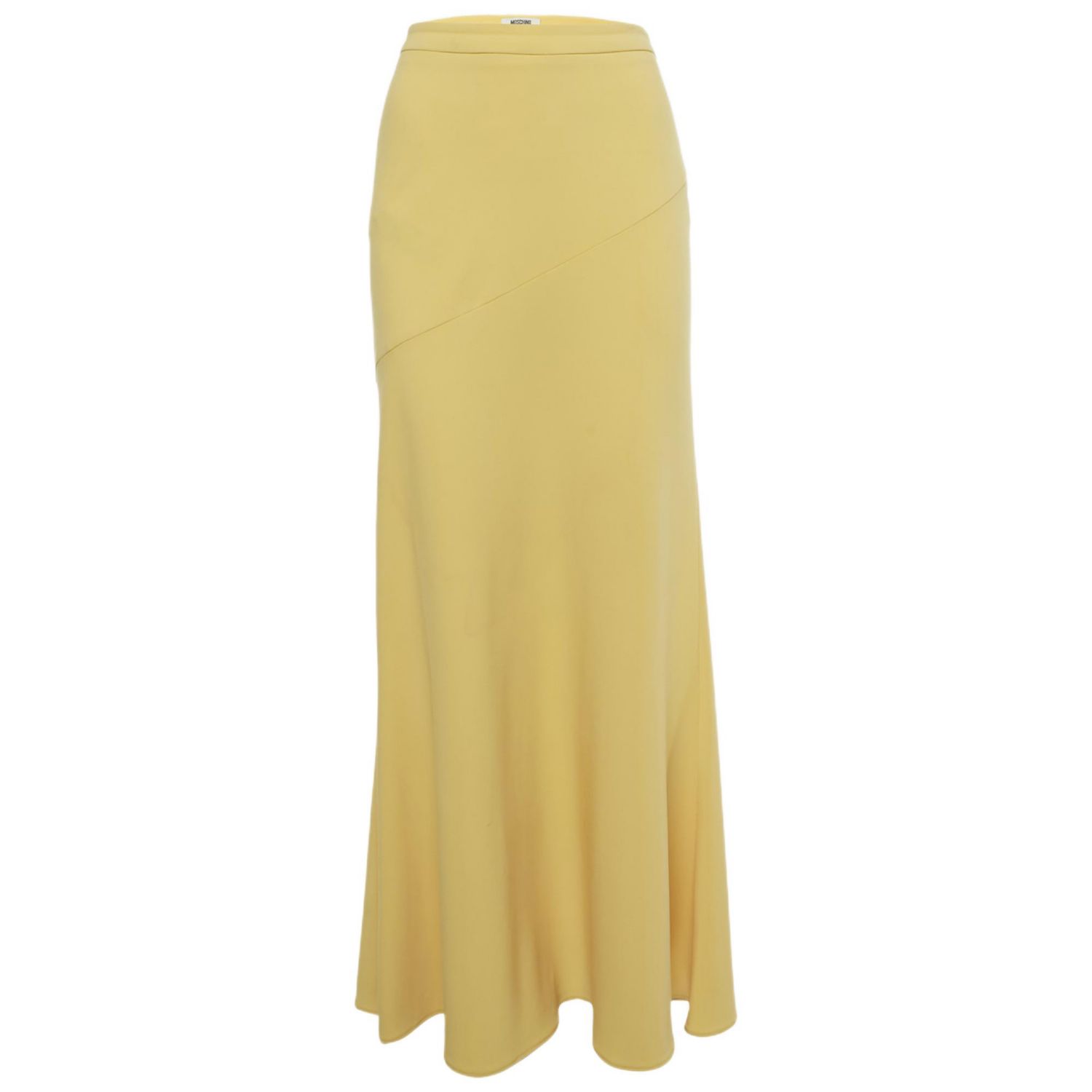 Women's Cheap And Chic Yellow Crepe Flared Maxi Skirt