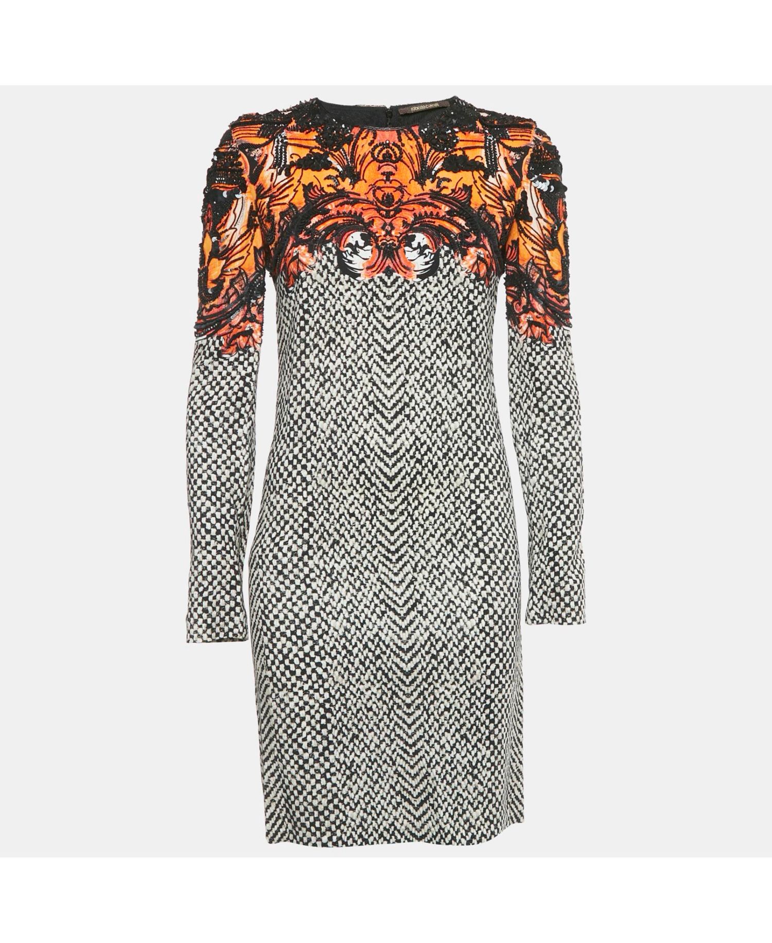 Women's Black/white Beaded Crepe Shift Dress