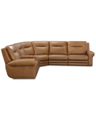 Alexandre Leather 6-Pc. Sectional with 3 Power Motion Recliners and 1 Console, Exclusively at Macy's