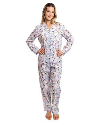 Women's ganic Cotton Poplin Button Down Long Sleeve Pajama Set