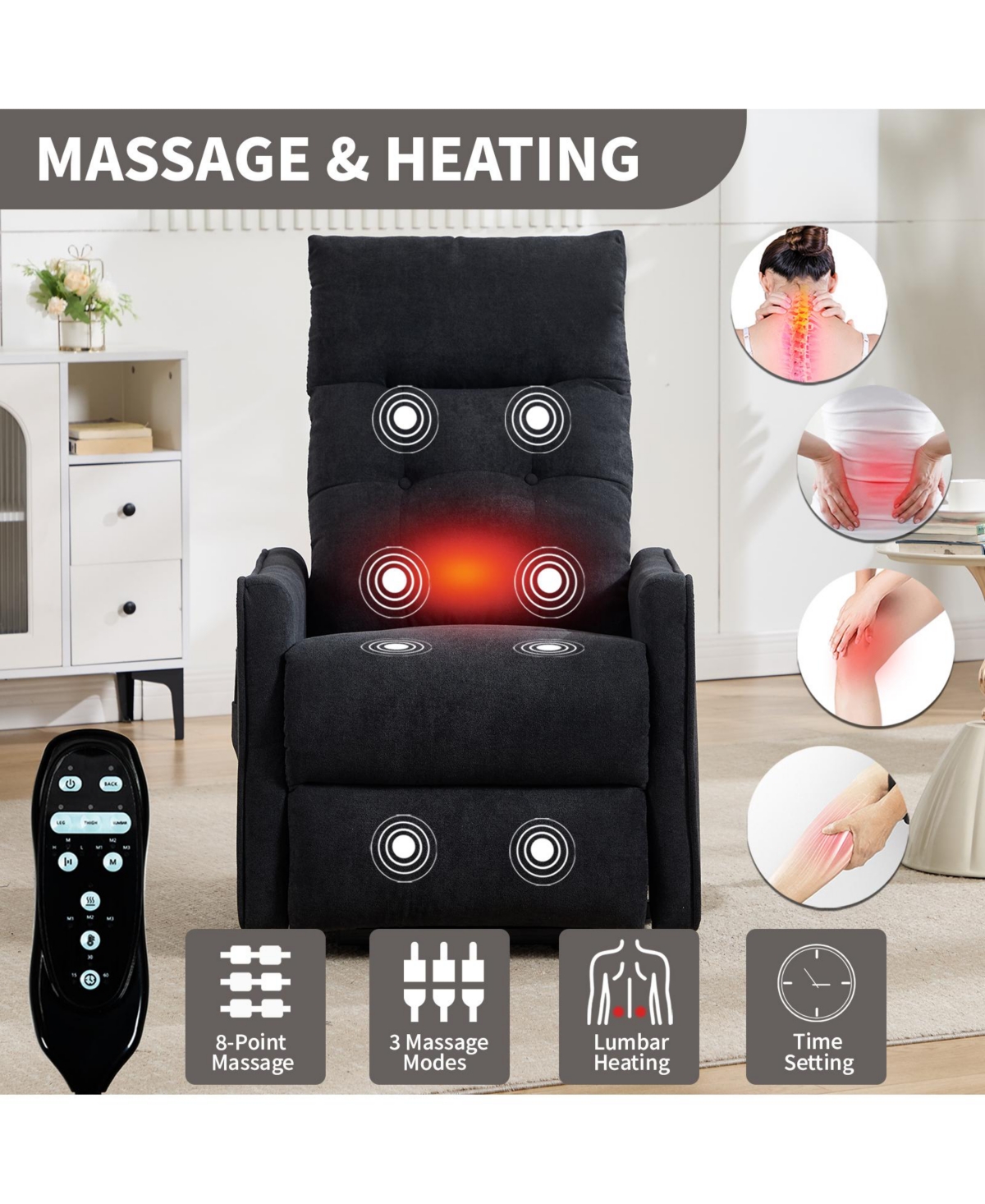 sumyeg Chenille Single Motor Power Lift Recliner Chair with Massage and Heavy Duty Motion Mechanism and One Usb for Charging