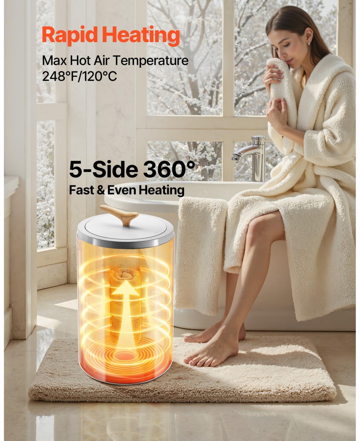 Ecooso Towel Warmers for Bathroom, Towel Warmer Bucket with 24H Delay Timer & Child Lock & Auto Shut Off