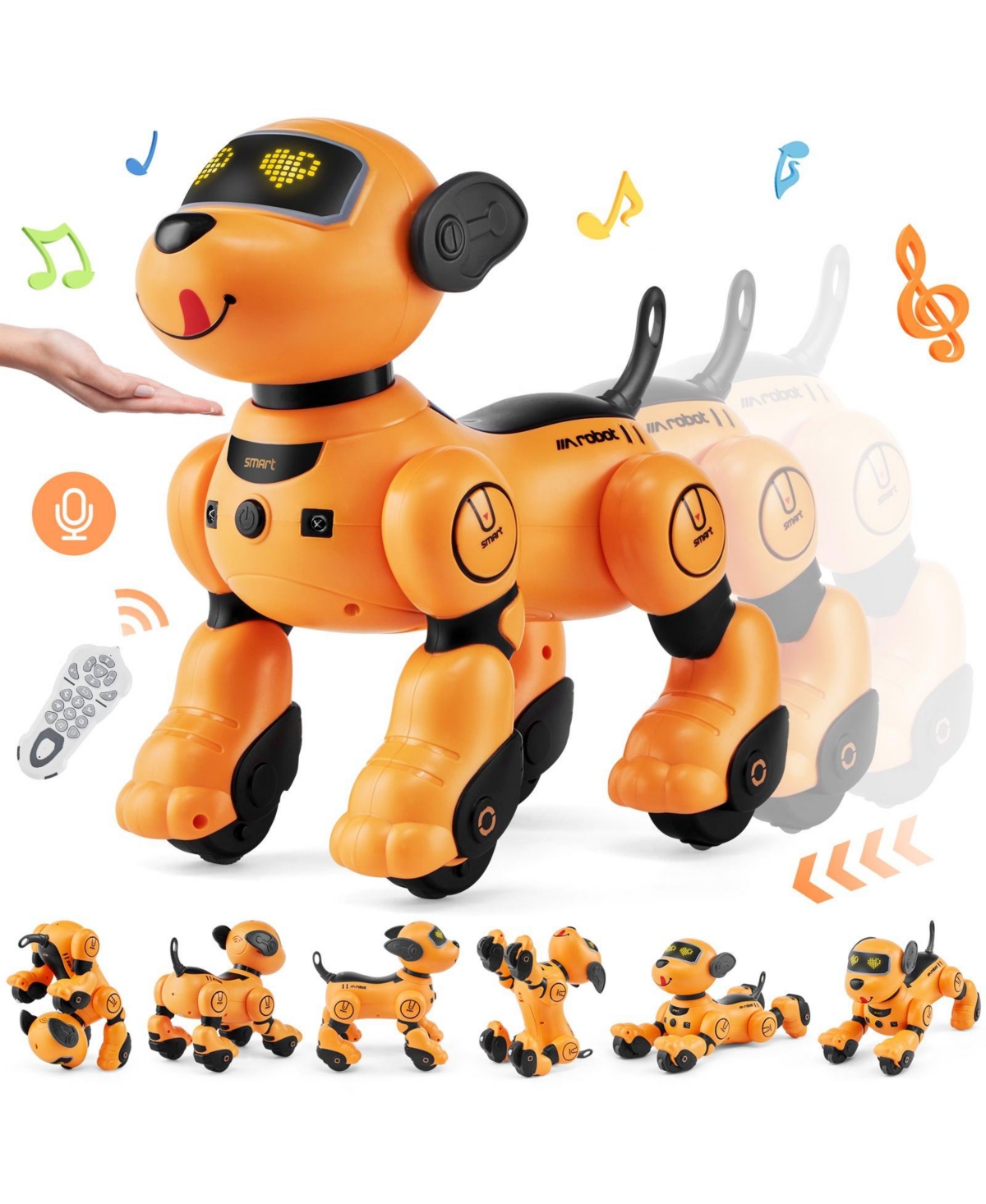 Mecale Rc Robot Dog Toy, Talking Dancing Interactive Pet with Touch & Voice Remote Control, Programmable Robot for Kids