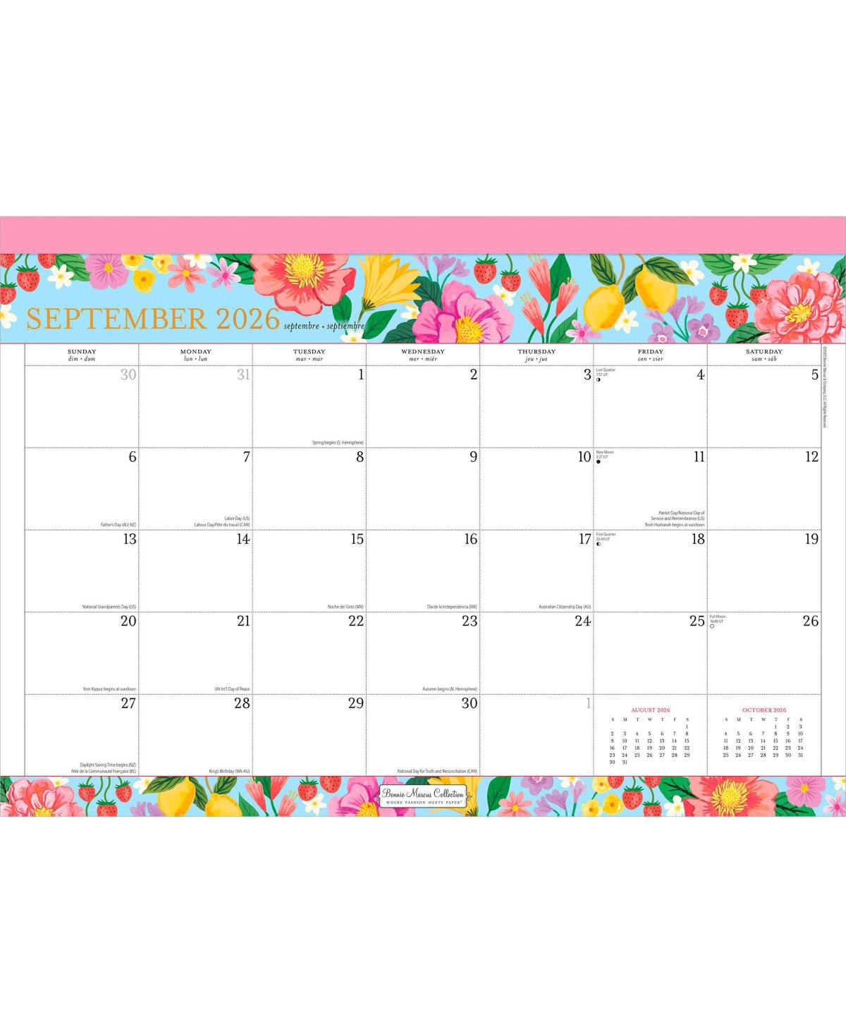 BrownTrout Bonnie Marcus Official | 2026 17 x 12 Inch Monthly Desk Pad Calendar