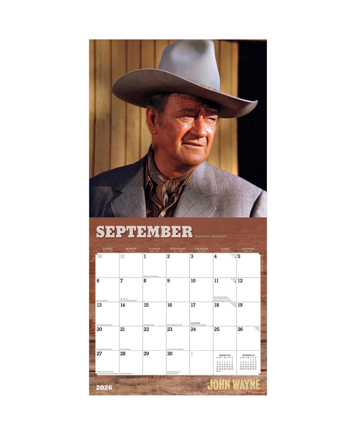BrownTrout John Wayne Official | 2026 12 x 24 Inch (Hanging) Monthly Square Wall Calendar | Foil Stamped Cover | Plastic-Free