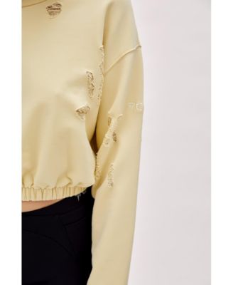 Women's Cotton Destroyed High-Neck Sweatshirt