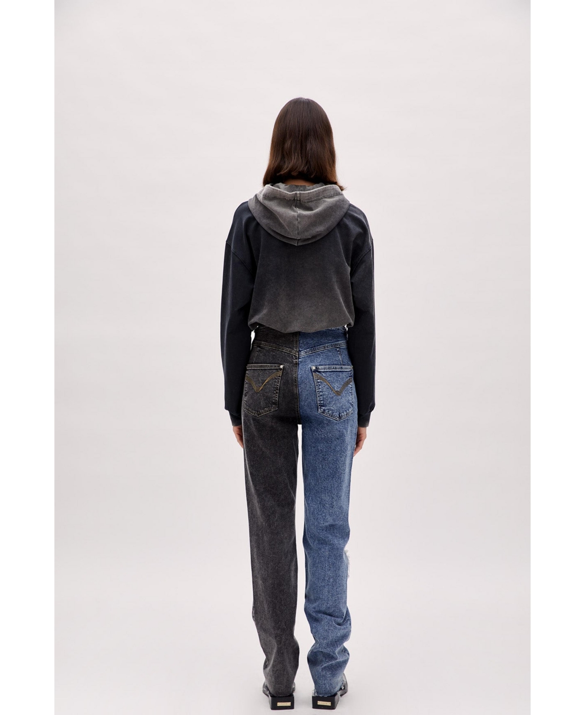 Pcfg Women's Acid-Washed Cropped Cotton-Blend Pullover Hoodie