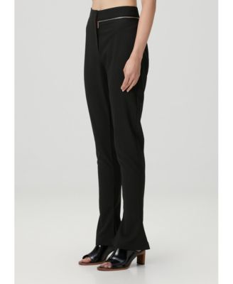 Women's Striped Zip Detail Skinny Flare Pants