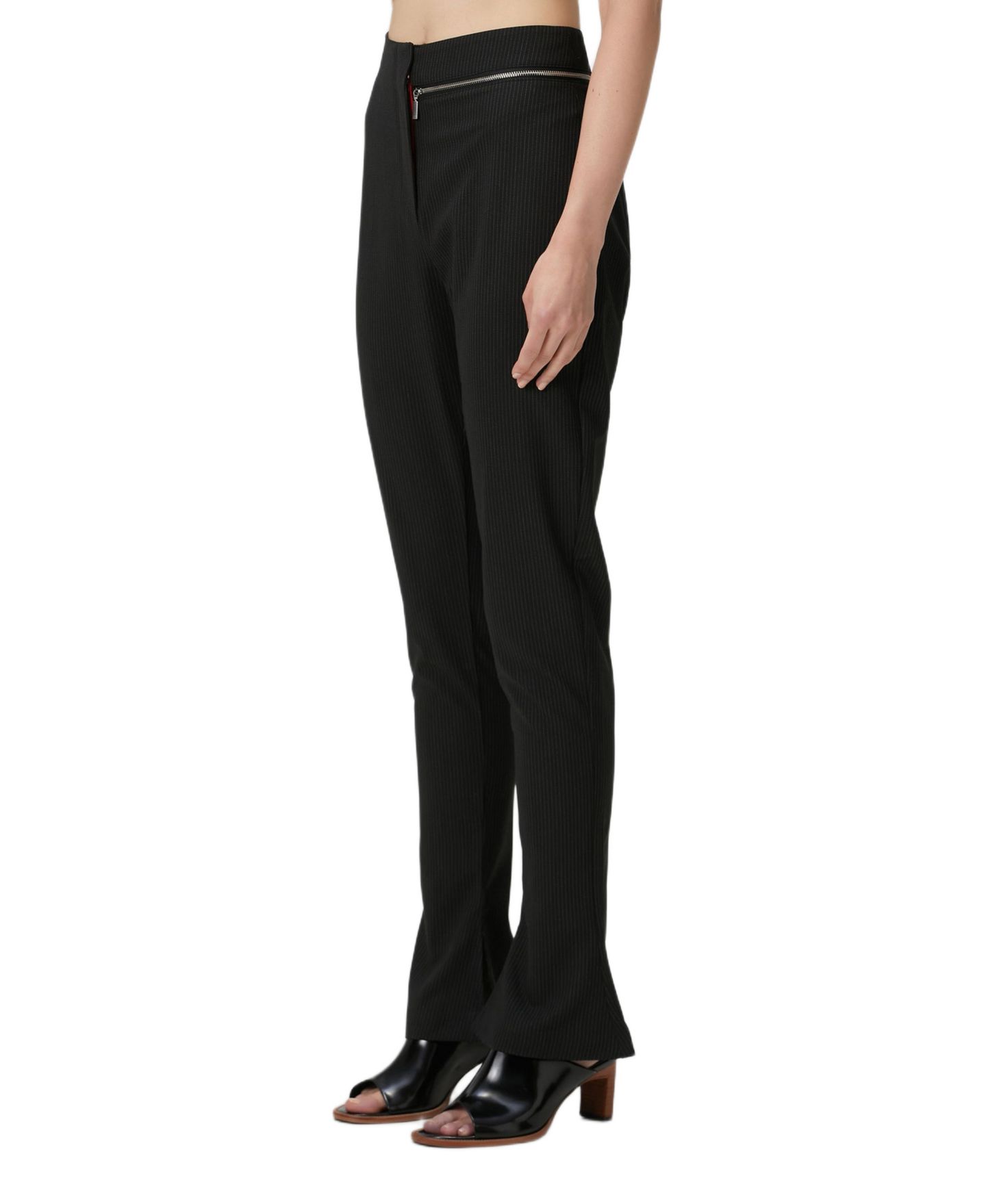 Женские брюки PCFG Striped Zip Detail Skinny Flare, цвет: Чёрный — фото 3