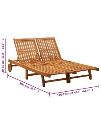 Sunlounger Wine Red Solid Acacia Wood, Polyester