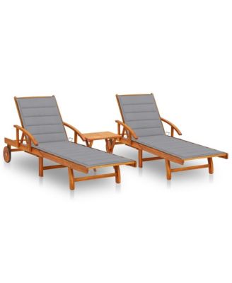 Sun Lounger Brown Solid Acacia wood Large Foldable