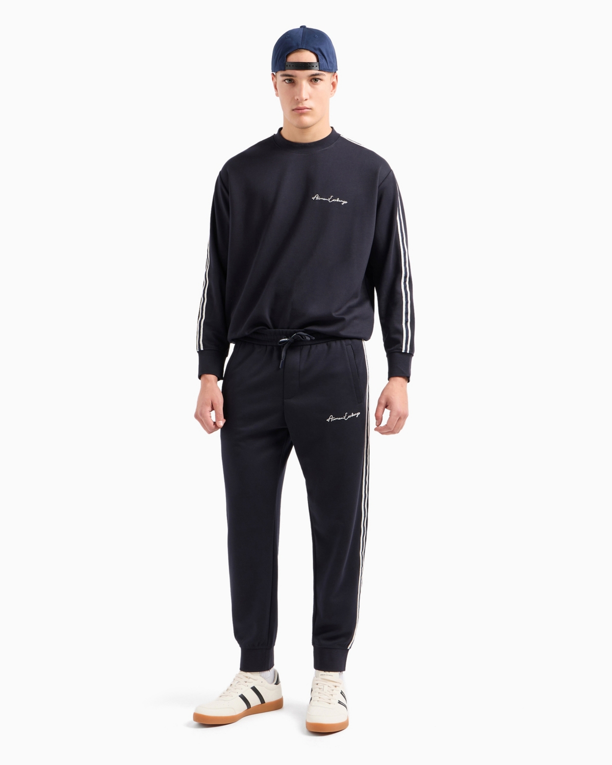 A|X Armani Exchange Men's Striped Sleeve & Logo Sweatshirt