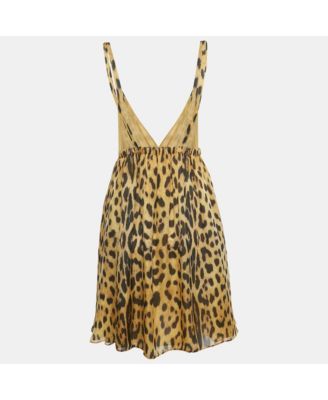 Women's Brown Leopard Print Silk Mini Dress