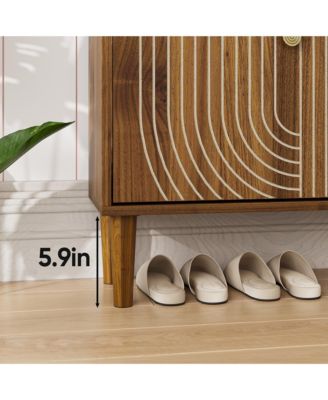 Modern Storage Cabinet With Shoe Cabinet with 2 Gold Flip Drawers