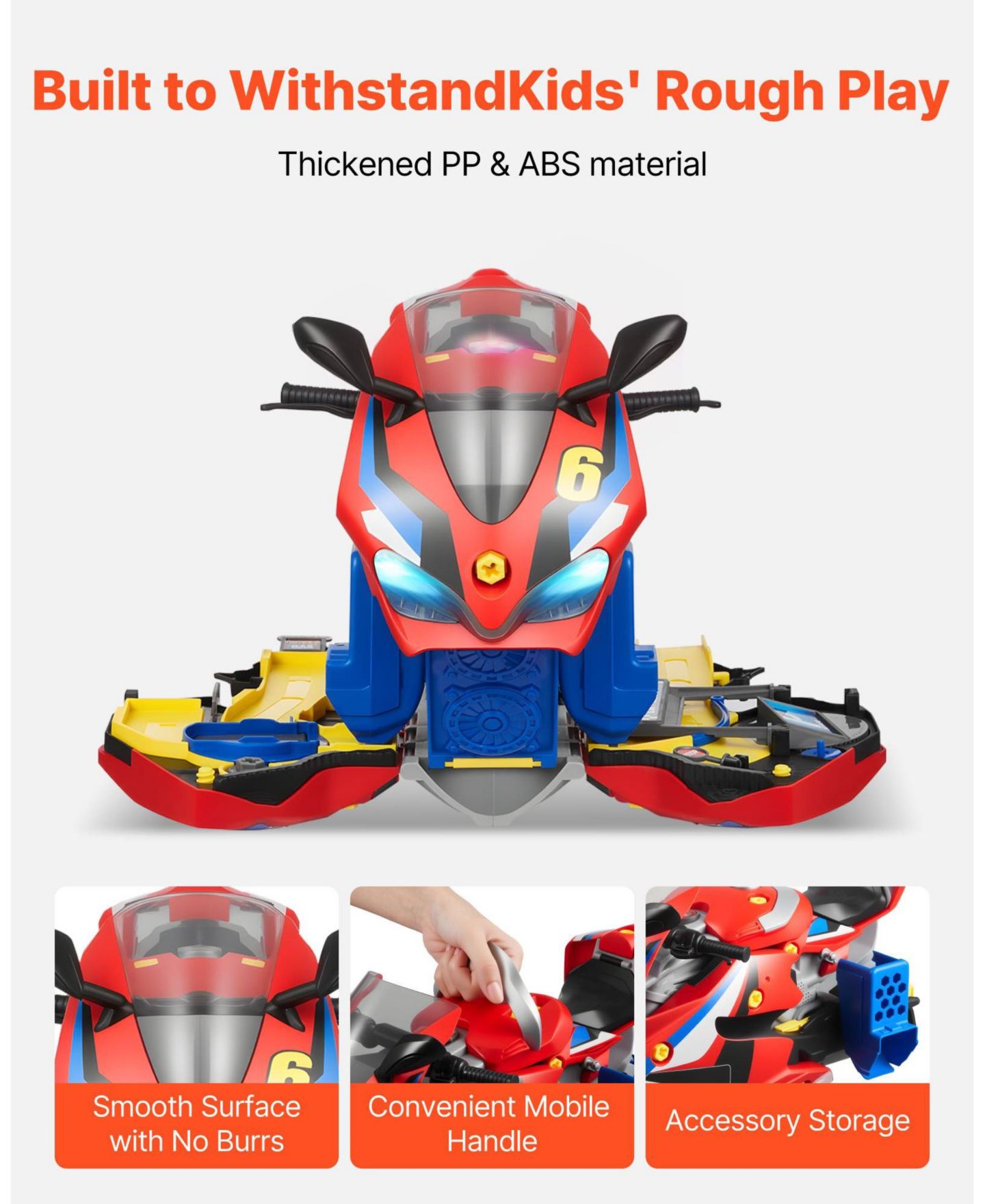 Детский игровой набор Mecale Motorcycle Engine Lights & Sounds 25-Piece Playset, Ages 3+, цвет: Красный — фото 10