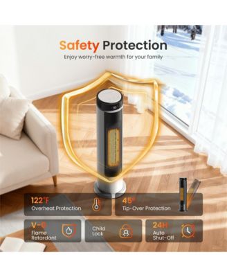 Tower Space Heaters for Indoor, 1500W Heaters with Remote, PTC Ceramic Electirc Heater for Bedroom, Overheat Protection for Home Office