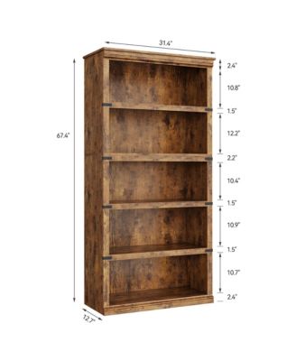 5 Tier Bookcase, Farmhouse Book Shelf