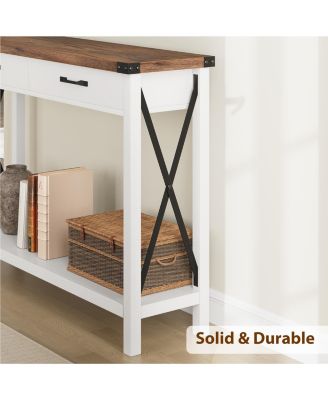 Console Table with 2 Drawers, Farmhouse Sofa Table with Storage Shelf, Accent Wood Entryway Table for Living Room, Hallway