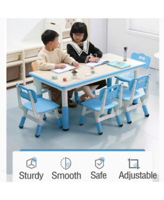 Kids Table and Chairs, Height Adjustable Toddler Table and 6 Chair,Children Activity Table for Daycare, Classroom, Home