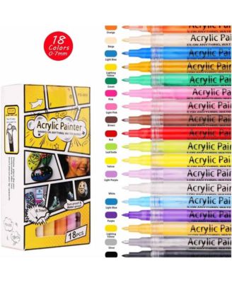 18 Colors Markers Pens Set, Nail Art Graffiti Pens, Fineliner Paint Pens for Rocks