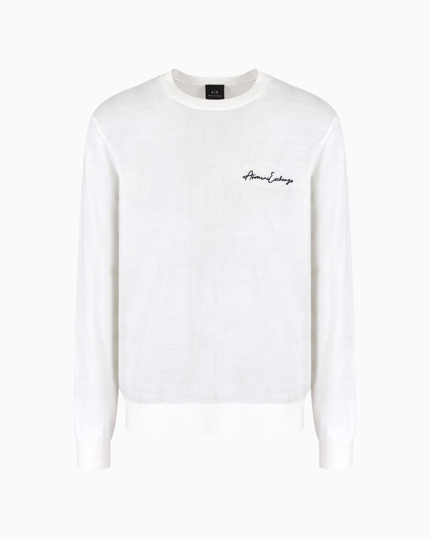Мужской свитер A|X Armani Exchange Wool Mix Signature Logo, цвет: Молочный белый — фото 3