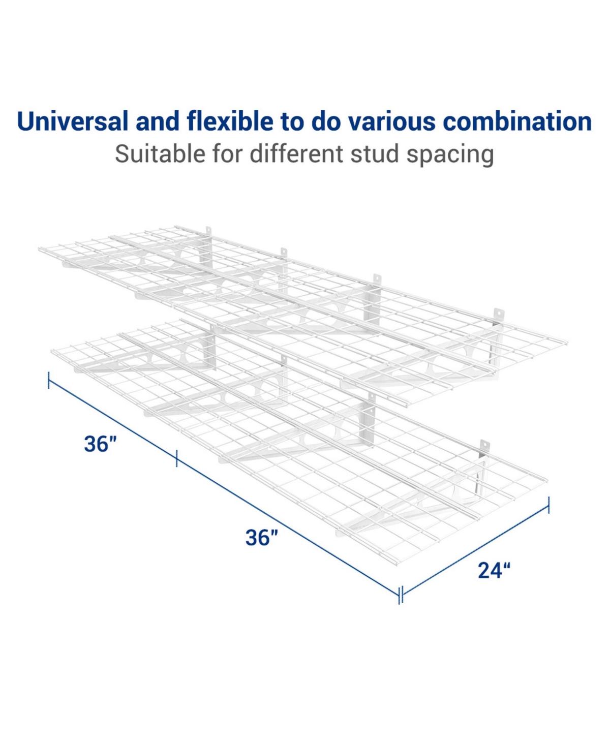 Fleximounts Wr26-e WR White Series 24″ D × 72″ W White Steel Wall Shelves (2-Pack)