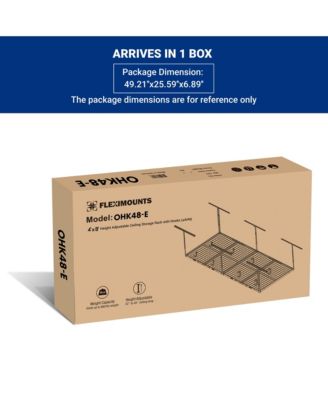 OHK Series Ceiling Mounted Overhead Garage Storage Rack, White — 48" X 96"