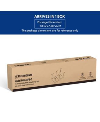 OHK Frame-Only OHK Series Ceiling Mounted Overhead Garage Storage Rack, Black — 48" X 96"