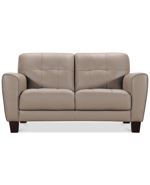 Furniture Kaleb 61" Tufted Leather Loveseat, Created for Macy's