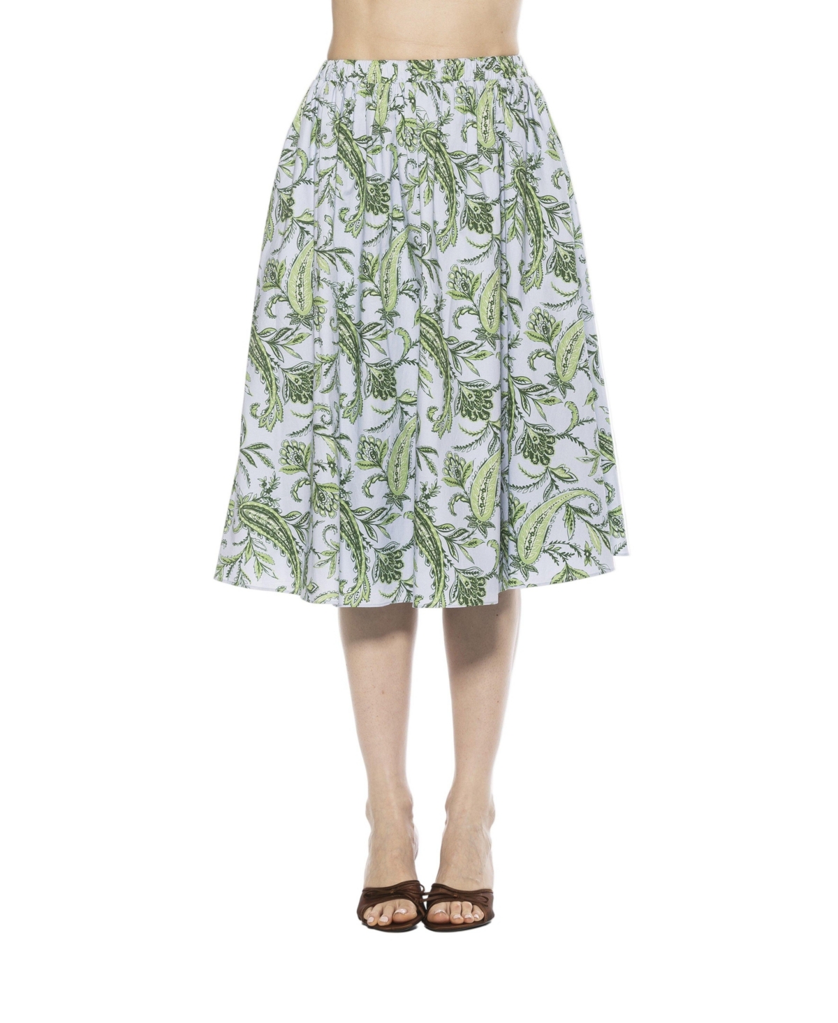 Alexia Admor Women's Isla Elastic Waist Shirred Midi Skirt