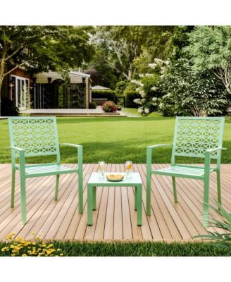 3-Piece Patio Bistro Set, Steel Outdoor Chairs and Table, Modern Small Patio Furniture Set