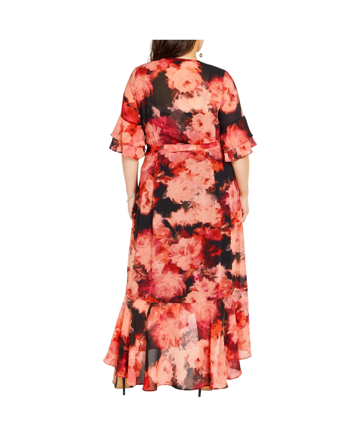 City Chic Women's Mischa Floral Wrap Ruffle Maxi Dress