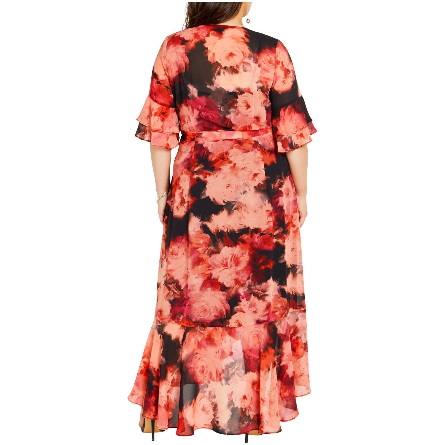 Plus Size Mischa Floral Wrap Ruffle Maxi Dress