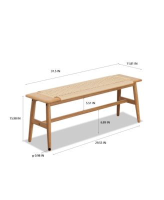 Casainc Natural Oak Wood Bench with Woven Design