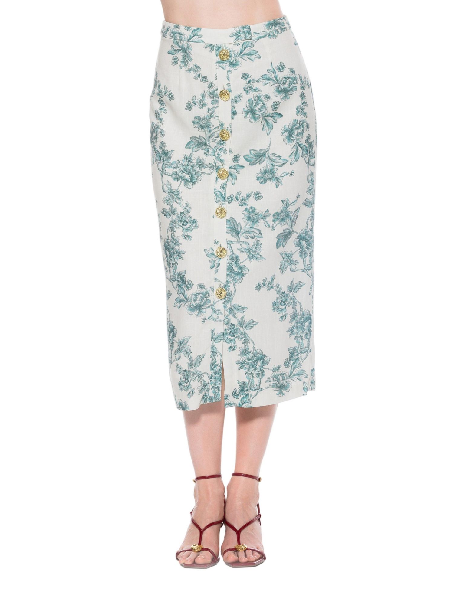 Women's Carla Front Button Down Midi Skirt