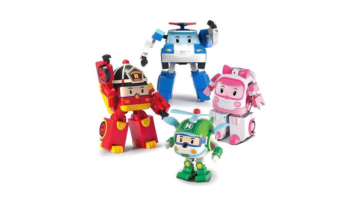 Детские фигурки Robocar Poli 4-Pack 4" Transforming Robot (Poli, Roy, Amber, Helly) Rescue Team Playset Early Educational & Role-Play Toys Gift for kids — фото 1
